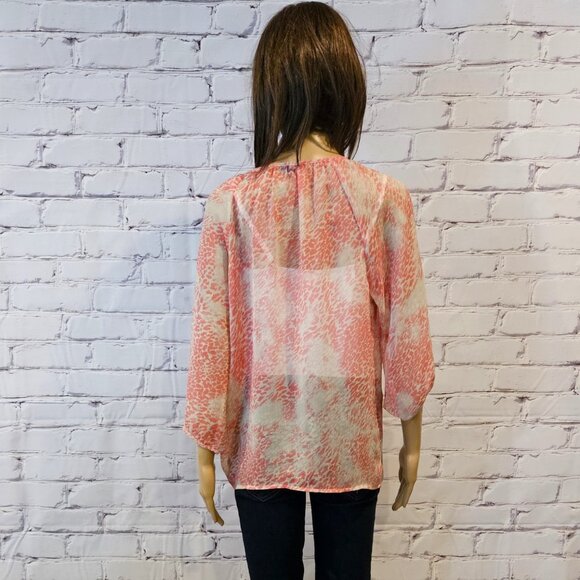 EXPRESS, pink 3/4 sleeve blouse with side tie - Picture 5 of 9